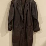 Jacqueline Ferrar  VTG Sz Small Chocolate Brown Leather Trench Coat Photo 0
