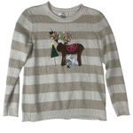 Christopher & Banks  size small Christmas sweater cute stripe tan white granny Photo 0