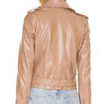 superdown  Giovanna Moto Jacket in Tan Faux Leather with Pockets Zips and Belt Photo 9