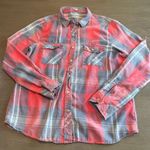 Charlotte Russe  Women's Plaid Flannel Shirt Top Button Down Size‎ L Photo 0