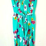 Derek Heart Mint Green and Floral Midi Dress with Tie Around Size Small Photo 5