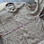 ZARA  cream gingham textured oversized button down‎ shirt Photo 3