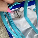 Venus Bright Blue Turquoise Strapless Strappy Back Bikini Top Size 14 Large Photo 2