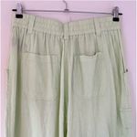 Urban Outfitters Linen Blend Myla High Rise Straight Leg Cargo Pants Lime Green Photo 9