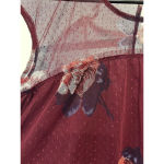 Maurice's Burgundy Maroon Floral Net Mesh Lace Lined Blouse Top Size Large Photo 2
