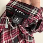 Torrid  size 2 Fit&Flare Plaid Red Dress Button Front Roll Tab Sleeve/Long sleeve Photo 3