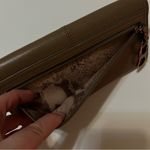 B. Makowsky leather wallet, taupe with rose gold chain accent 8”x4” Tan Photo 4