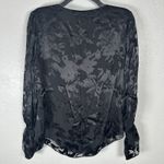 White House | Black Market  Womens 2 Black Jacquard Print Silk Blend Blouse Top Photo 3