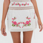 For Love & Lemons Jolene Embroidered Mini Skirt in White sz M Photo 0