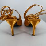 Vaila Shoes Estelle Ankle Wrap Satin Pumps size 9 in Gold Heels Pointed Toe Photo 5