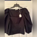 Vince Square Neck Puff 3/4 Sleeve Cotton Women’s Black Blouse Size 8 Photo 10