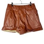 SheIn  Brown Cuff Hem High Rise Faux Leather Shorts L Photo 1