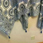 Sonoma Blue and white paisley  duster cardigan wrap western tassel boho bohemian Photo 3