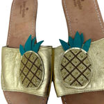 Kate Spade  Ibis Embroidered Pineapple Slide Sandals‎ In Gold Size US 9 Photo 5