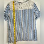 Karl Lagerfeld  Paris Laced striped light blue‎ and white blouse small Photo 6
