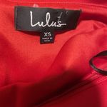 Lulus  Dress Womens Sz XS Off The Shoulder Cherry Red Midi Ruffles JD8363 Holiday Photo 1