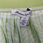 American Eagle  neon green batik aztec pleated high low skirt size large Photo 6