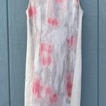 Tahari White Shift Dress With Pink Floral Detail Photo 0