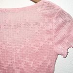 Heart & Hips Heart Hips Pink Fitted Waist Length Lace Floral Short Sleeve Top Photo 8