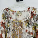 Fig & Flower Boho Peasant Top White Lace Long Slit Balloon Sleeves Yellow Size M Size M Photo 1