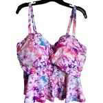 Torrid Tie Front Underwire Peplum Midkini Top Multicolor Tie Dye Size 2 DD/F Photo 0