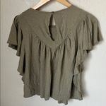 Anthropologie  olive green ruffled swing tee shirt Photo 5