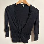 J.Crew  Ruffle Prima Cotton Silk Ruffle Cardigan Black- Size XS Photo 0
