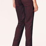 Loft Ann Taylor Slim Ankle Pants Womens 6 Red Blue Geometric Print Retro Career Photo 1