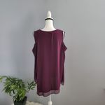 Simply Vera, Vera Wang Simply Vera Vera Wang Purple Cold Shoulder Sheer Tiered Top L Photo 1
