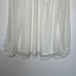 H&M  Women's Lace & Chiffon Coquette Blouse Long Sleeve Size 4 Cream White Photo 4