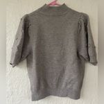 &merci &merci gray Pom Pom embroidered short sleeve puff sleeves wool blend sweater; L Photo 6