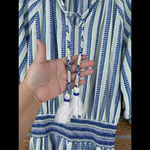 Tessora Blue Luisa Embroidered Stripe Neon Pom Pom. Dress medium Blue Photo 5
