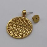 Tory Burch  perforated drop earrings, gold plated. New Photo 3