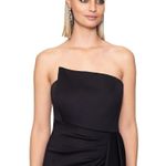 XScape  Women's Sz 8 Long Scuba Strapless Asymmetric Black Gown Dress Formal5723X Photo 3