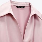 ZARA mini dress satin effect drapped long sleeve pink party wedding coctail Photo 7
