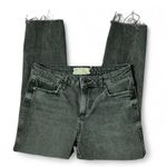 Free People Distressed High Rise Straight Leg Jeans Black Wash Raw Hem 26S Photo 1