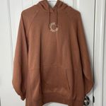 Primark EUC women’s brown embroidered pullover fleece hood sweatshirt oversized Photo 0