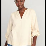 Old Navy The Classic Shirt Elegant Cream Cotton Top Photo 1