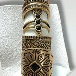 Free People Count Your Lucky Stars Ring Set in Antique Gold Onyx Bohemian Witchy Photo 8