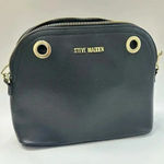 Steve Madden Crossbody Bag Purse Faux Leather Black Gold Two Grommets Accent Photo 0