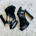 Guess Black Suede Leather Platform Heels Wrap Ankle Sz 40 Sz US 9 Photo 4