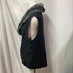 Chico's Arya Faux Fur Cable Knit Zip Up Sweater Vest Womens Medium 1 Black Gray Photo 7