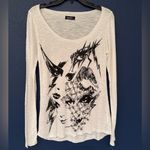 Lauren Moshi Punk Eyes Blouse Women’s White Graphic Scoop Neckline Size XS Photo 1