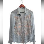 Johnny Was  embroidered Button Down Blouse, Size Large Photo 1