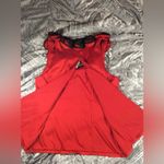 Rose Embellished Dressy Sleeveless Red Top Medium Photo 10