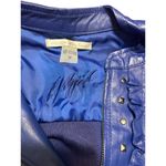 Peter Nygard Studded Ruffle Leather Knit Sweater Jacket Royal Blue Size M Photo 4