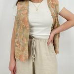 vintage dreamy cottagecore button down vest floral striped peach pink Orange Size M Photo 5