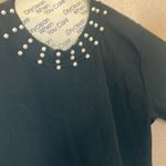 FINAL MARKDOWN Samesa Black extra long top with Pearl Accents medium Photo 2