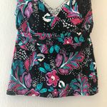 Anne cole  Tankini Top Multicolored Swimwear TOP ONLY Sz M EUC Floral Pink Black Photo 3