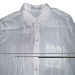 Mango  Pocket Oversized Button Front Blouse Short Sleeves White Size Small New Photo 3